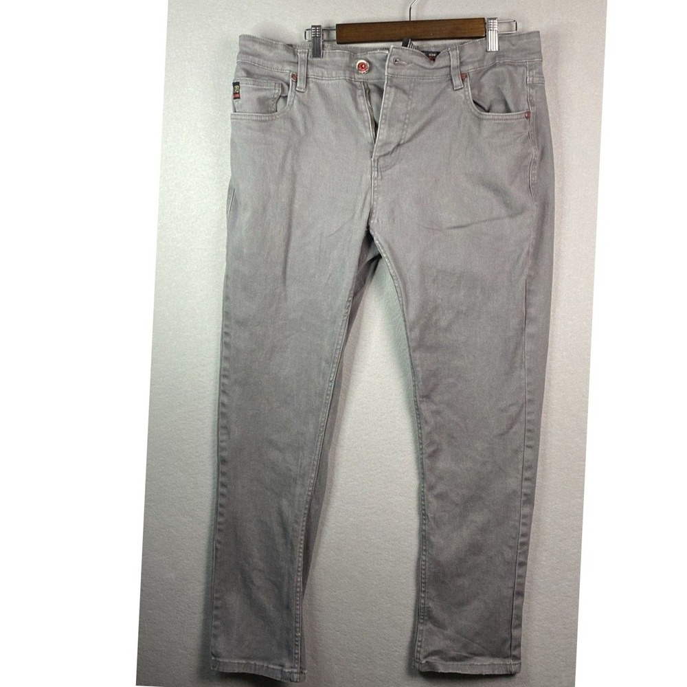 Redemption Premium Denim Grey Slim Straight Stretch Preppy Jeans Mens Size 36x28